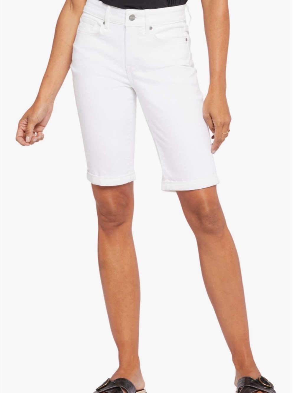 NYDJ White Brielle Denim Shorts. Longer leg. Size 12 - Picture 3 of 12